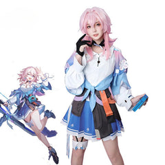 March 7th Cosplay Costume  Game Honkai Star Rail Cute Blue Women Dress Halloween Carnival Party Sailor Uniform