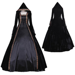 Victorian Rococo Medieval Gown Miko Ball Gothic Punk Black Velvet Dress Cosplay Costume