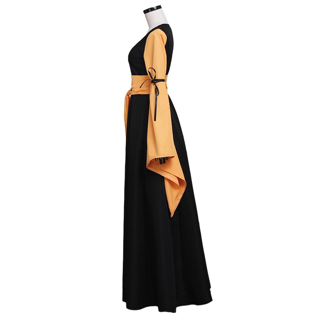 Black and Orange Medieval Dress Renaissance Victorian Gothic Dress for Adult Women Fantasy Halloween Party Costumes