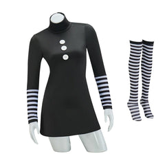 Marionette Cosplay Costume Black Dress With Striped Stockings Adult Women Halloween Carnival Puppet Costume Outfit