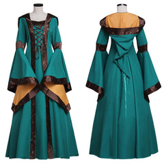 Medieval Renaissance Victorian Green Dress Gown Adult Fantasy Party Cosplay Costume