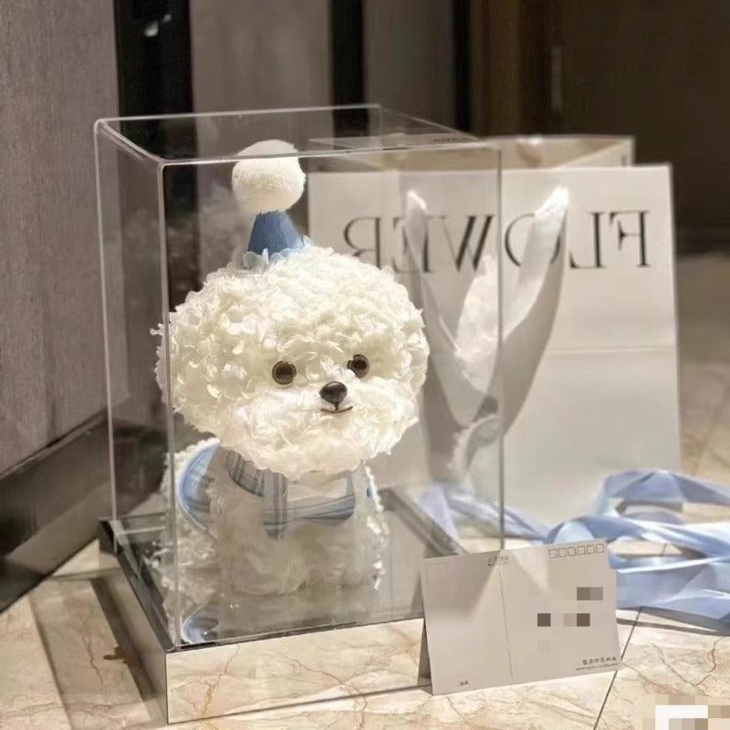 Bichon Maltese Forever Flower Puppy Figurine Gift Box - Perfect Christmas Gift for Girlfriend or Best Friend