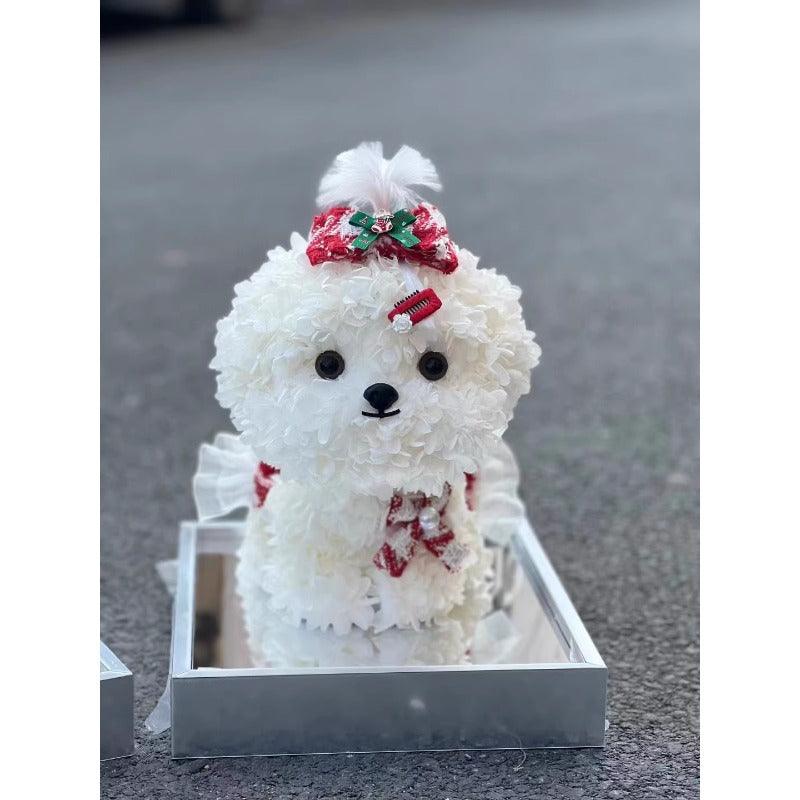 Bichon Maltese Forever Flower Puppy Figurine Gift Box - Perfect Christmas Gift for Girlfriend or Best Friend