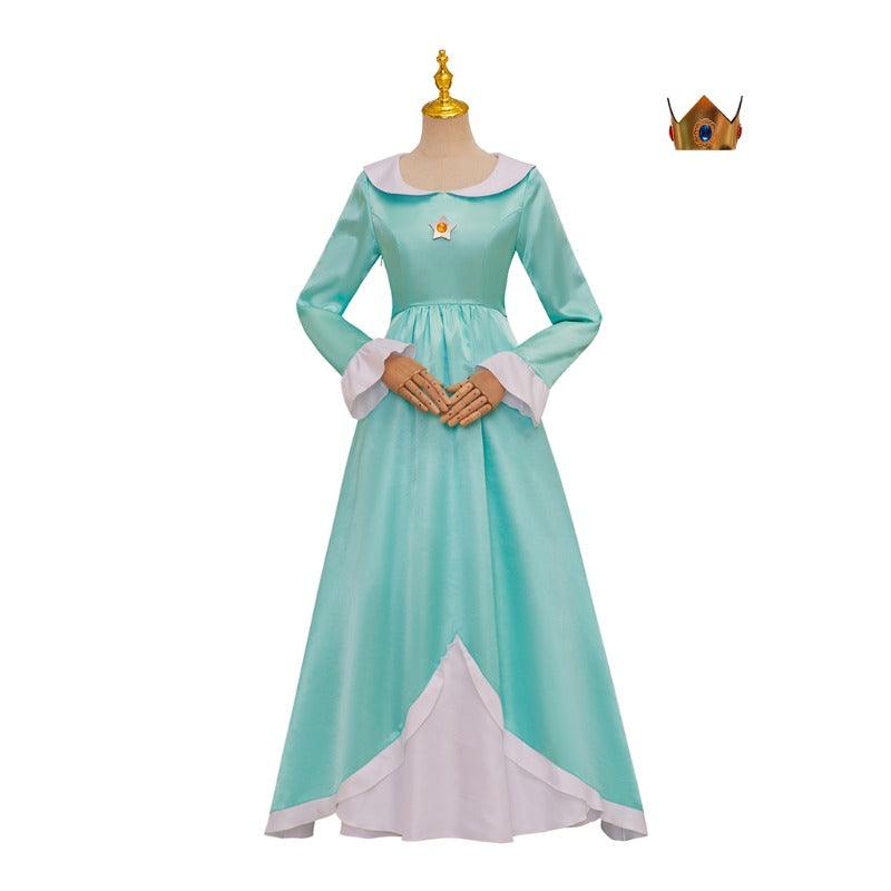 Princess Rosalina Cosplay Costume - Blue Long Dress with Crown Accessories for Women & Teens