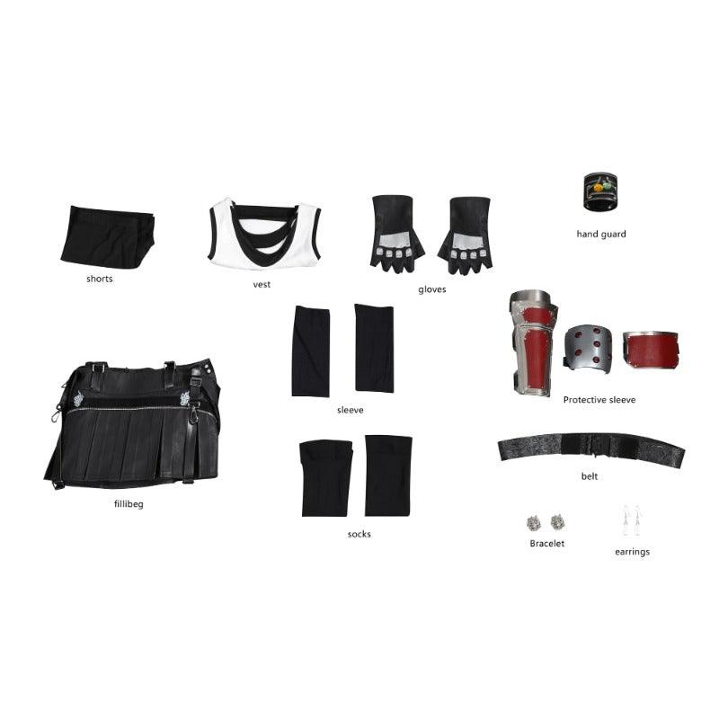 Tifa Lockhart Cosplay Costume Set - Wigs, Shoes, Accessories, Final Fantasy VII Halloween Outfit