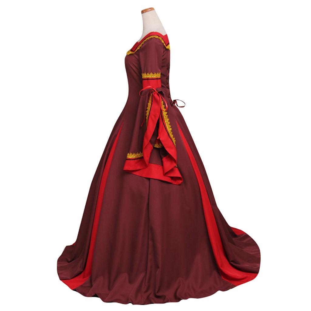 Women's Dark Red Dress Victorian Medieval South Manor Dress Costume Cosplay for Carnival Party Custom Made