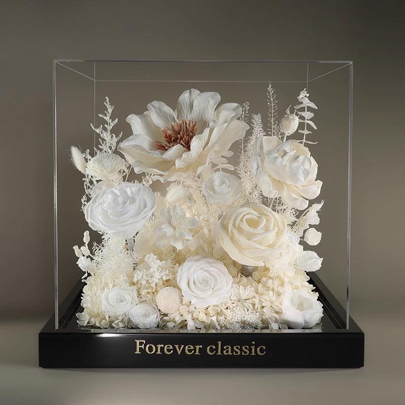 Rose Garden Eternal White Dream - Luxury Preserved Flower Ornament Gift Box