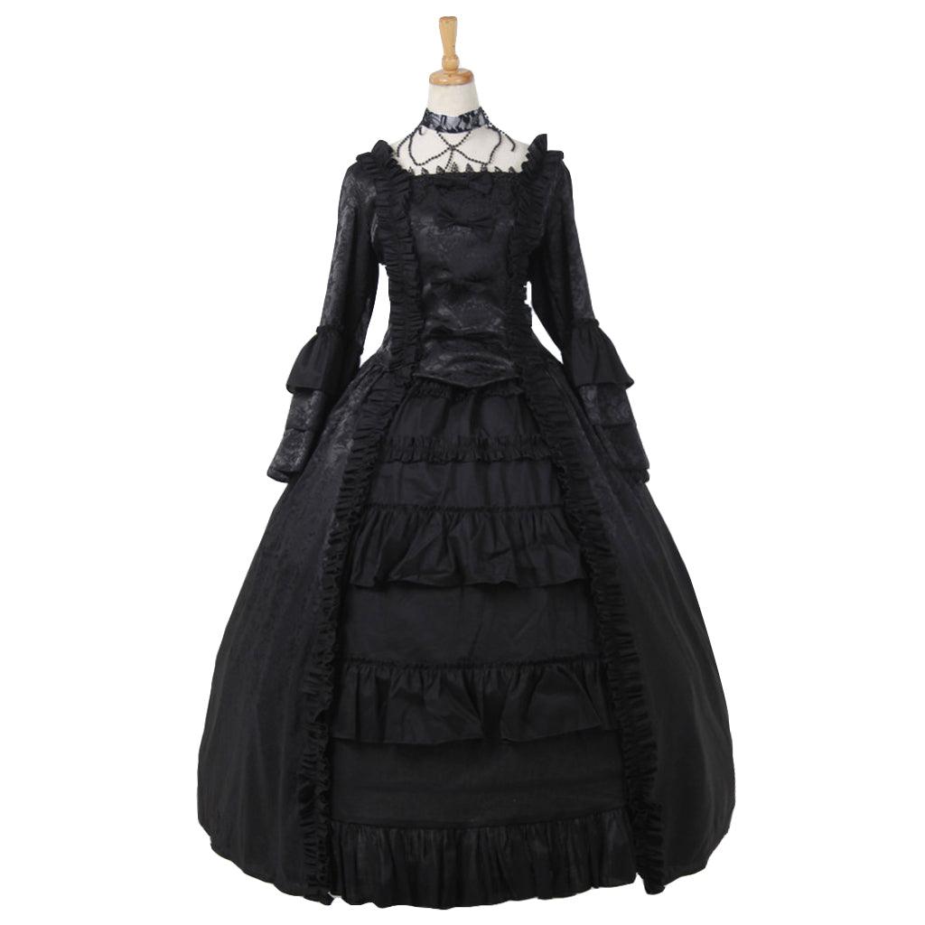 Strawberry Lolita Victorian Dress - Gothic Court-Inspired Square Neck Black Lolita Dress for Cosplay & Events