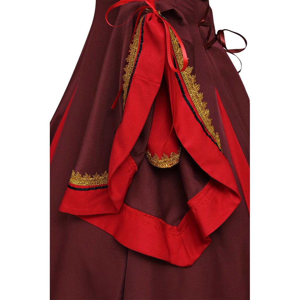 Women's Dark Red Dress Victorian Medieval South Manor Dress Costume Cosplay for Carnival Party Custom Made