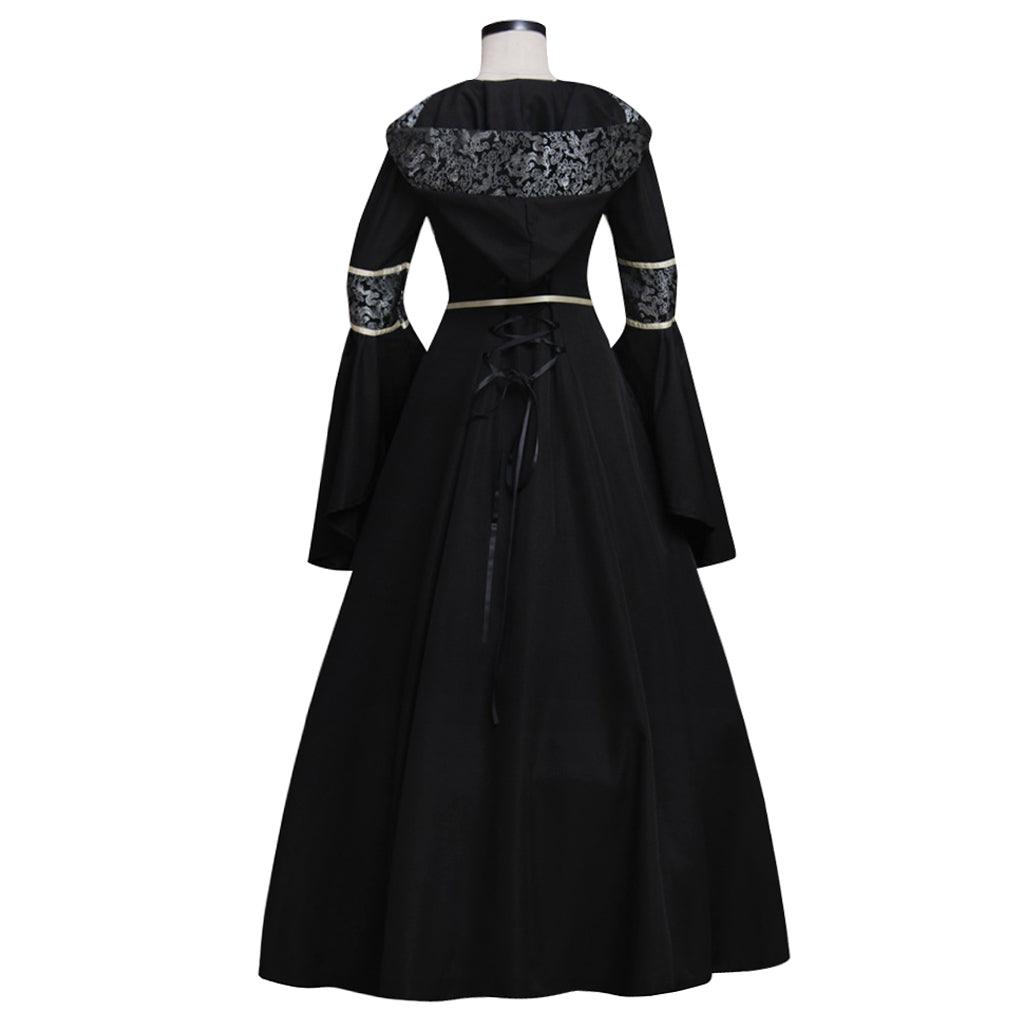 Women's Black Medieval Renaissance Victorian Dresses Costumes Ball Gown Dress