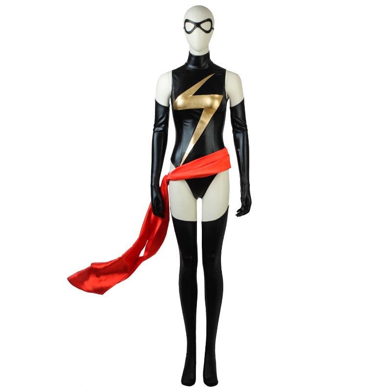 Ms.Shiny Superhero Costume - Red Waistband Movie Cosplay Halloween Outfit for Women