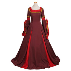 Women's Dark Red Dress Victorian Medieval South Manor Dress Costume Cosplay for Carnival Party Custom Made