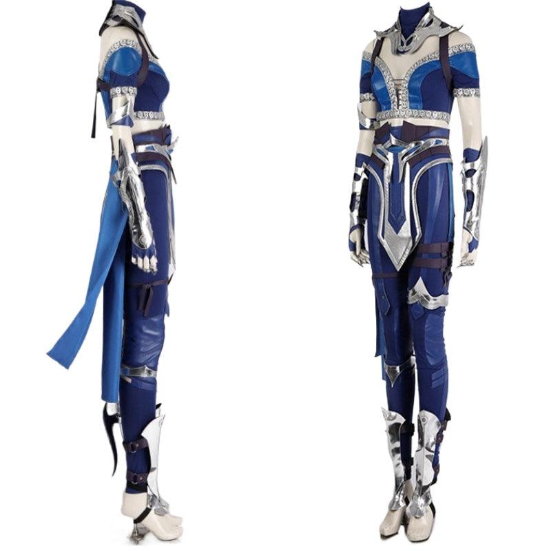 Mortal Kombat Kitana Costume Sexy Blue Top Pants Mask Accessories Halloween Outfit