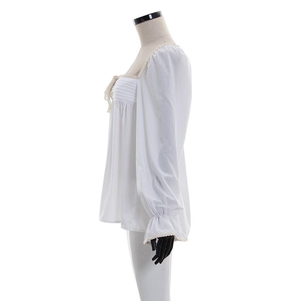 Victorian-Style Vintage White Ruffle Shirt