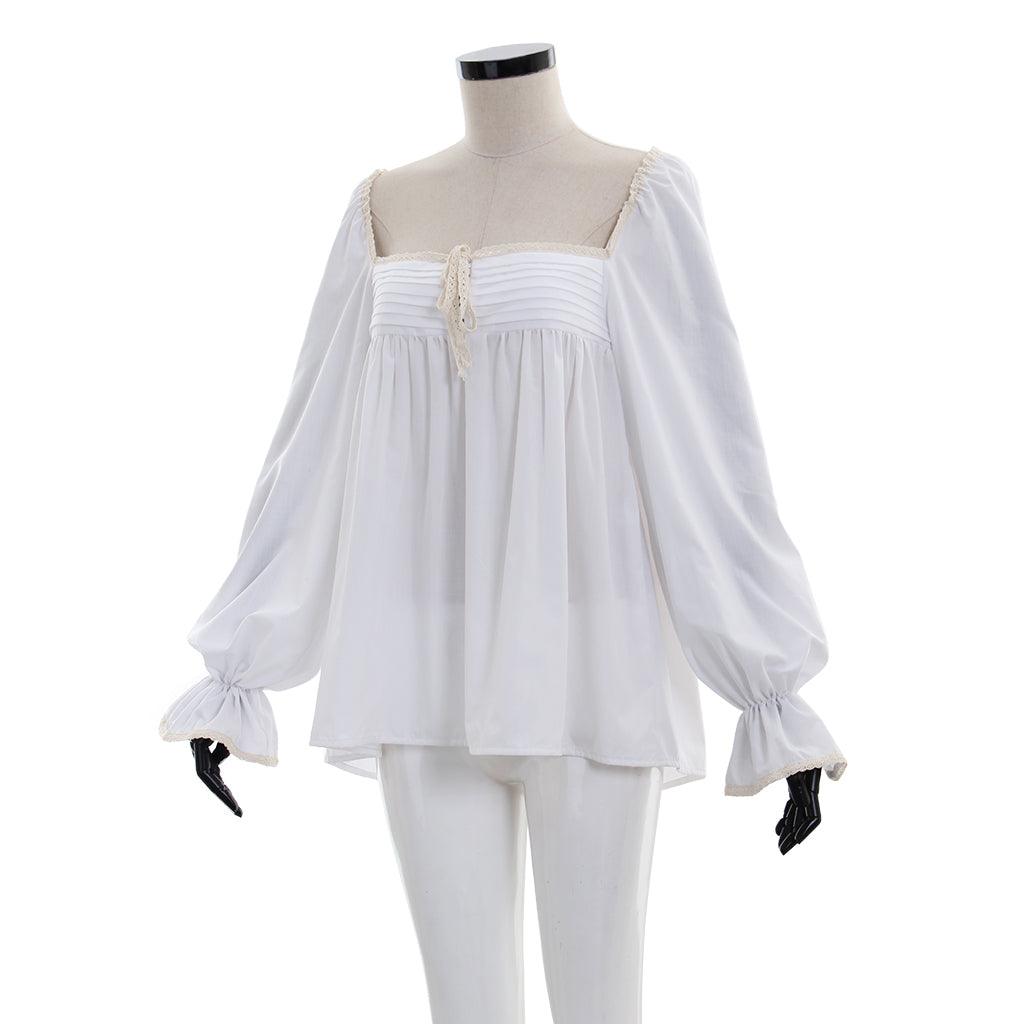 Victorian-Style Vintage White Ruffle Shirt