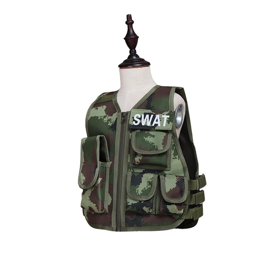 Military Airsoft Vest for Kids, Camouflage Hunting Vest, Tactical Cosplay Costume, Sniper CS War Game Waistcoat