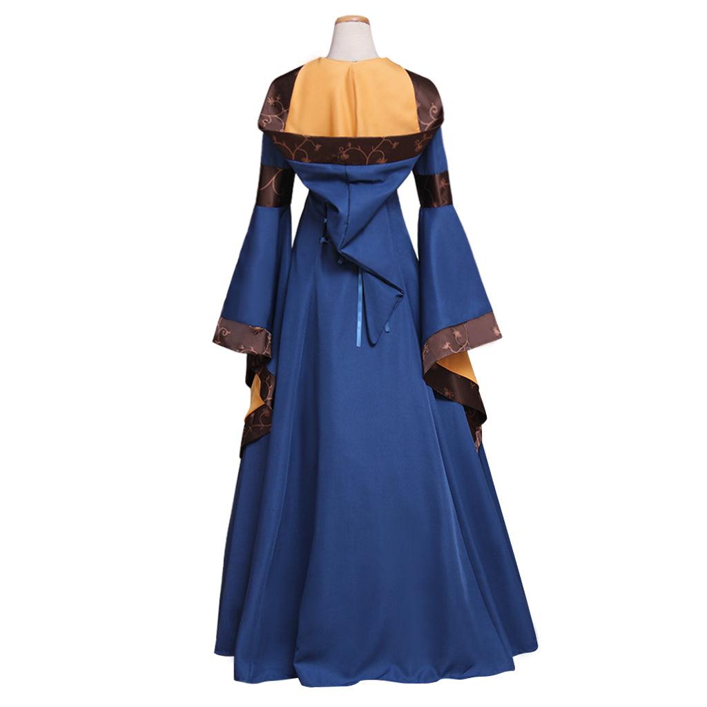 Flare Sleeve Medieval Dress Hooded High Waist Lace Up Vintage Dresses For Women Gothic Cosplay European Court Long Party Dress