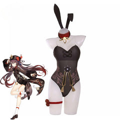 Hutao Bunny Girl Costume Genshin Impact Hutao Bunny Suit Sexy Women Jumpsuit Original Cosplay Costume Full Set