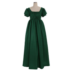 Simple Green Regency Dress Lady Regency Ball Dress High Waistline Tea Gown Dress Custom Made Medieval Ball Gown Dress