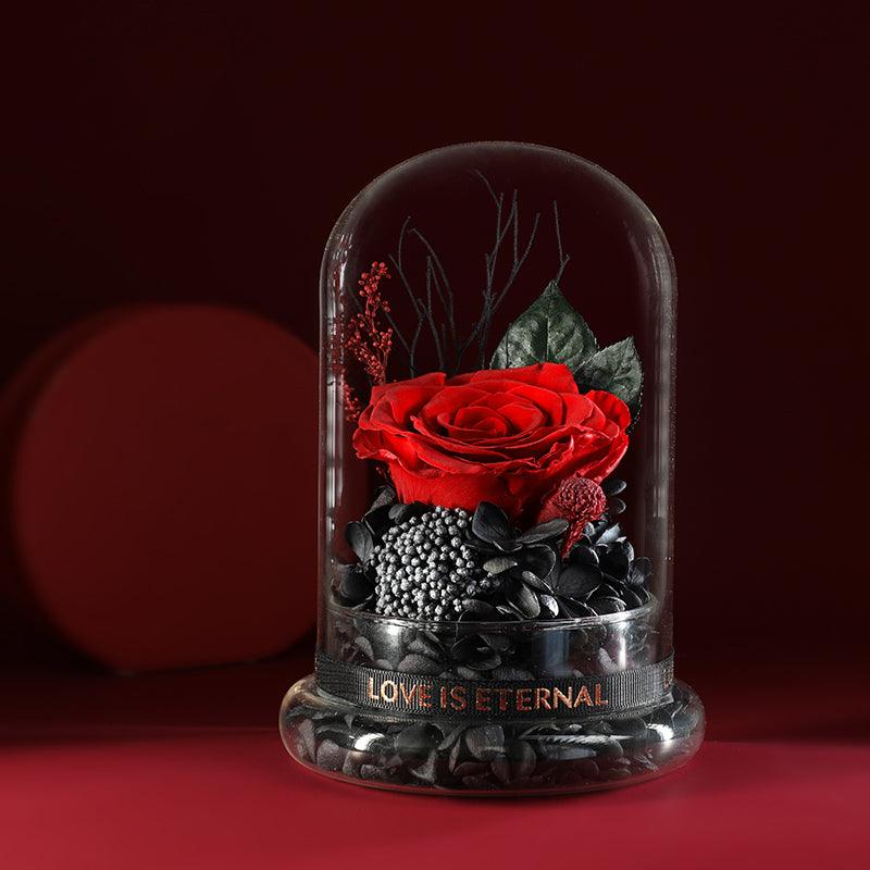 Pure Love Eternal Preserved Rose Glass Dome Gift Box - Blue Enchanted Rose Bouquet for Weddings, Birthdays Size12*17CM