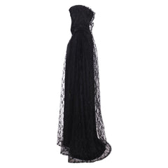 Womens Long Cape Cloak Hooded Steampunk Womens Witch Cape Black Hooded Lace Long Coat Priestess Halloween Costume Maix Cloak