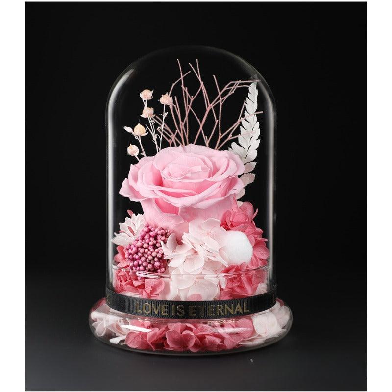 Pure Love Eternal Preserved Rose Glass Dome Gift Box - Blue Enchanted Rose Bouquet for Weddings, Birthdays Size12*17CM