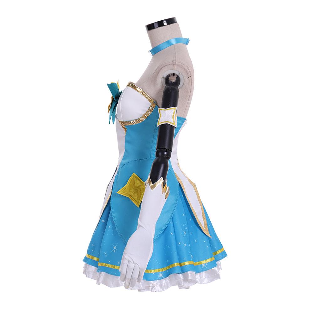 LOL Soraka Cosplay Costume – Guardian New Skin Sexy Blue Tube Dress Suit for Women & Girls