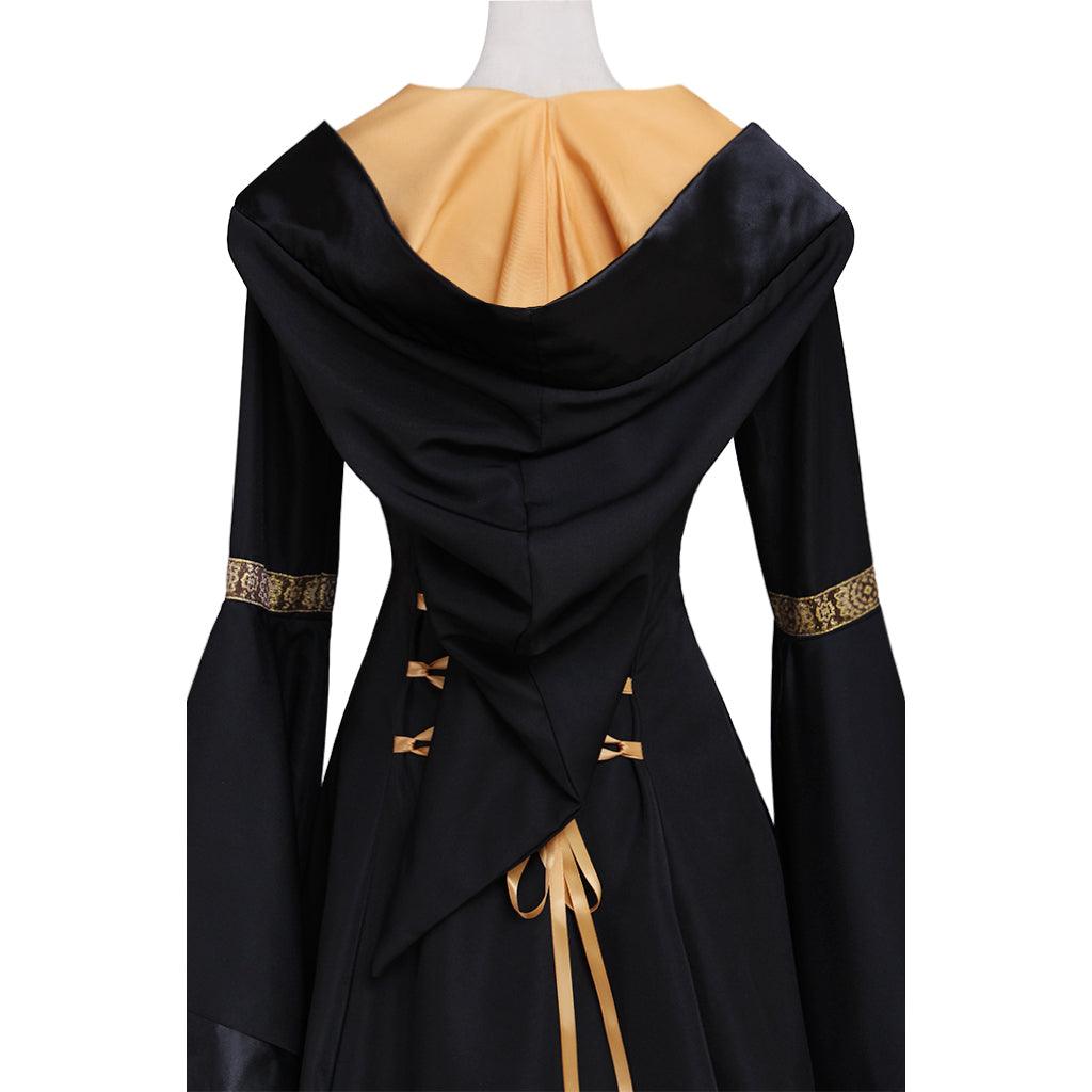 Women's Renaissance Medieval Gothic Long Black Hooded Dress for Halloween Ball Gowns Costumes - Custom Made