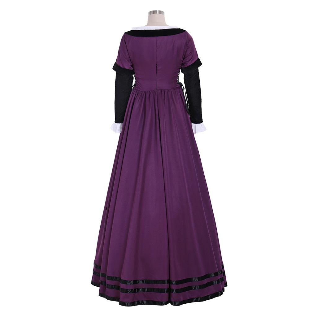 Regency Purple Dress Medieval Renaissance Court Noble Tea Party Gown Women Theatre Stage Performance Costume