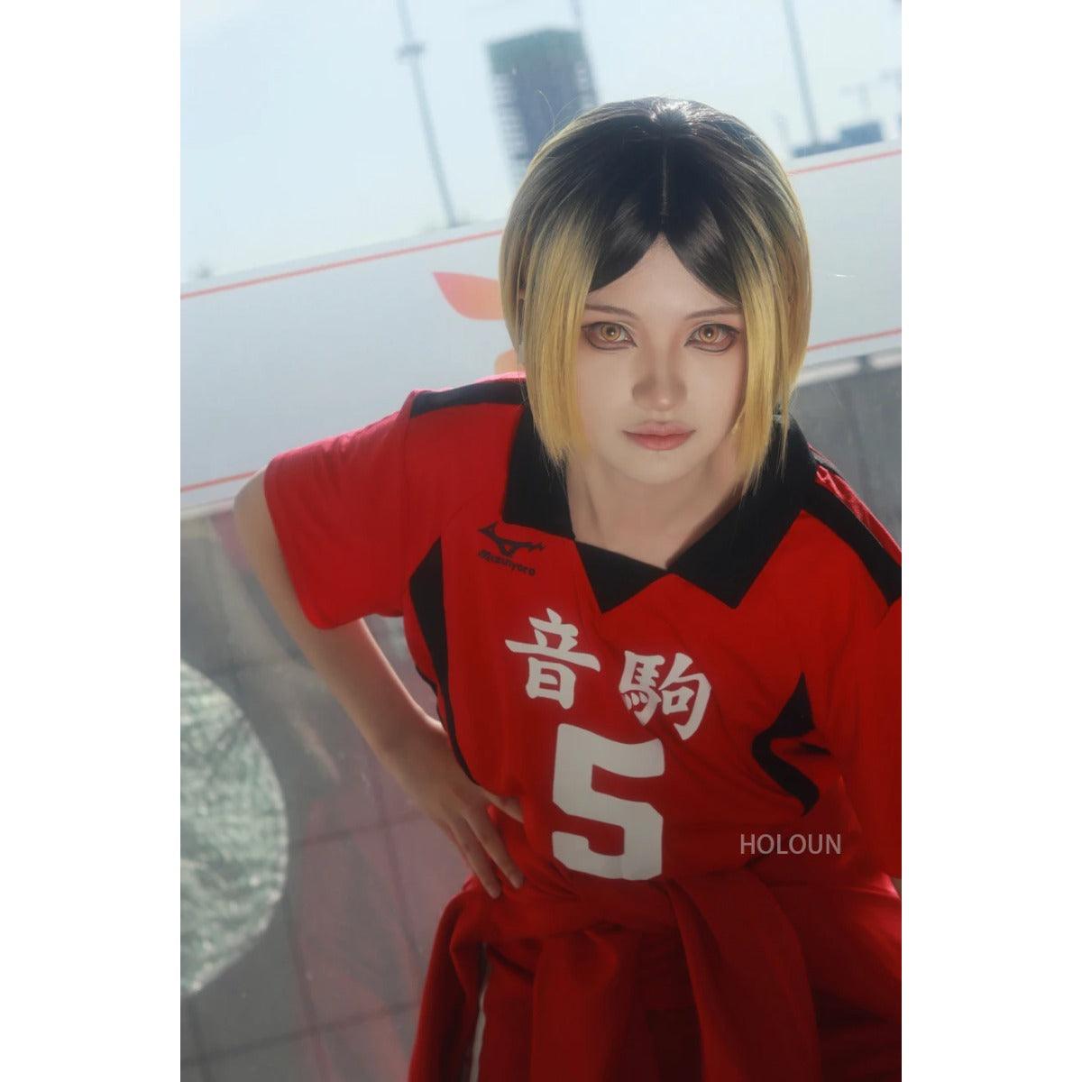 Haiky Anime Kozumekenma NO.5 Cosplay Costume Jerseys Wig Nekoma High School Top Short Rose Net Synthetic Fiber