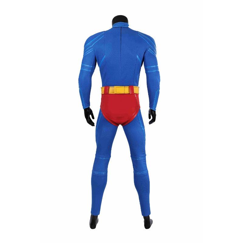 Superhero Legacy Clark Kent Cosplay Costume - Blue Zentai Bodysuit with Red Cape