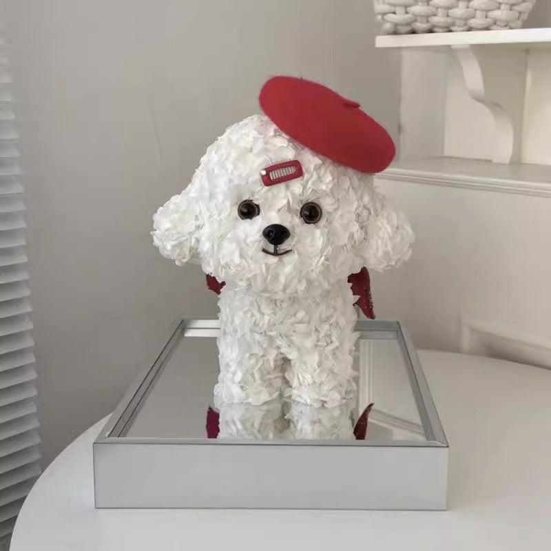 Bichon Maltese Forever Flower Puppy Figurine Gift Box - Perfect Christmas Gift for Girlfriend or Best Friend