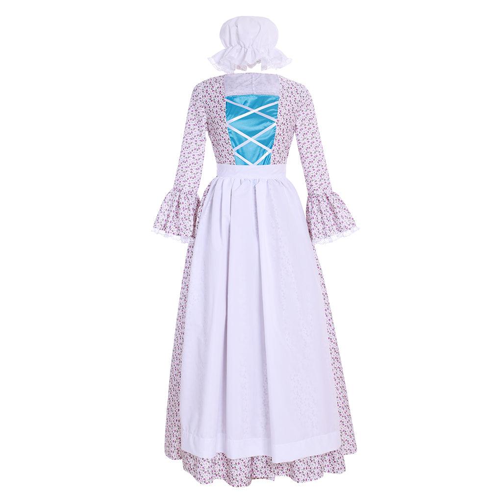 Victorian Pioneer Pilgrim Wench Floral Prairie Dress – Women’s Colonial Dress, Lolita Style Cosplay