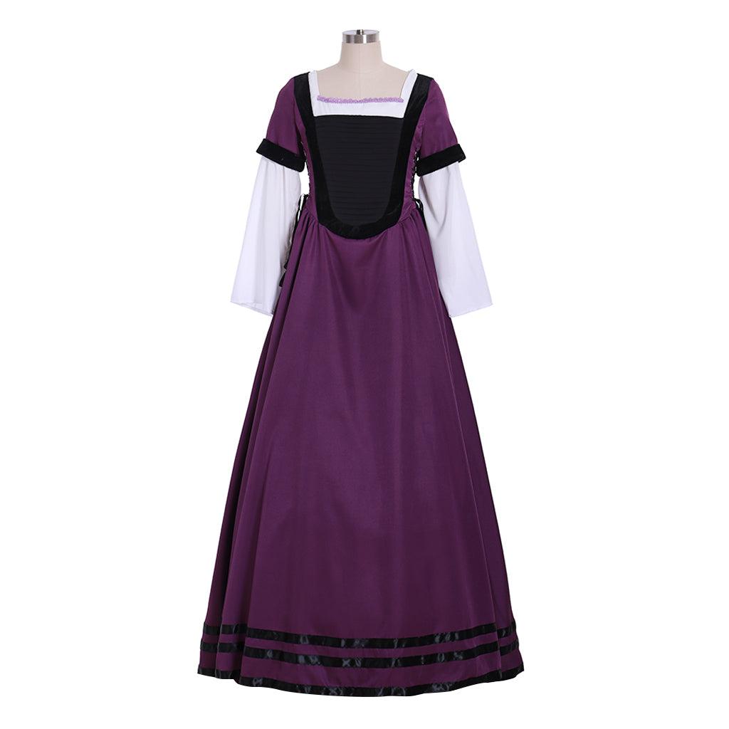 Regency Purple Dress Medieval Renaissance Court Noble Tea Party Gown Women Theatre Stage Performance Costume