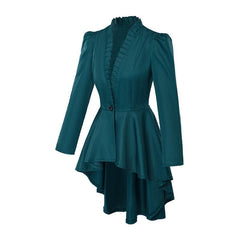 Vintage Gothic High-Low Cocktail Dress – Women's Medieval Cosplay Long Sleeve Bodycon Costume