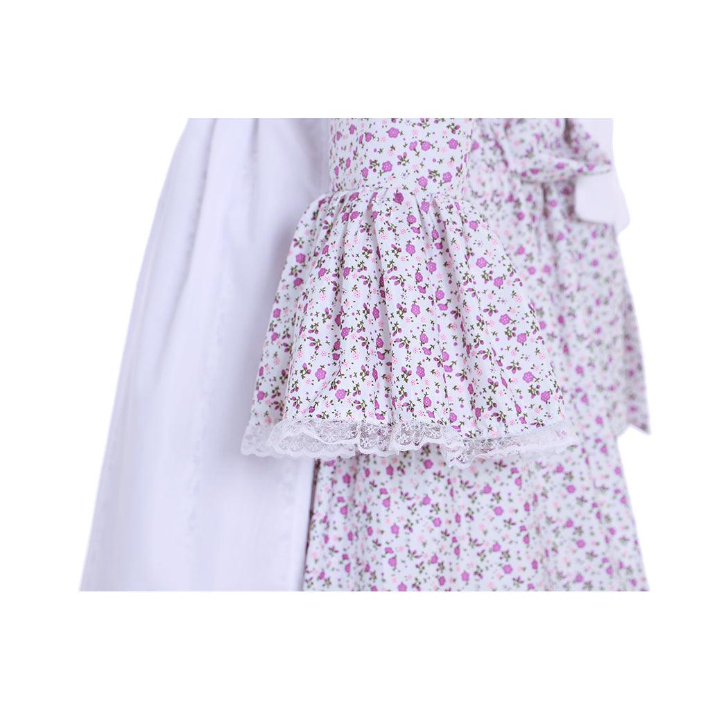 Victorian Pioneer Pilgrim Wench Floral Prairie Dress – Women’s Colonial Dress, Lolita Style Cosplay