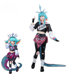 Game LOL KDA Neeko Cosplay Costume Women Super Fan Neeko Costume Halloween Party Suit Full Set with Tails