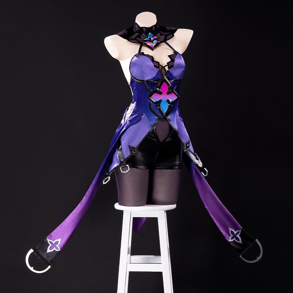 Honkai Star Rail Black Swan Cosplay Costume | Purple Dress Wig Uniform with Garden of Recollection Accessories