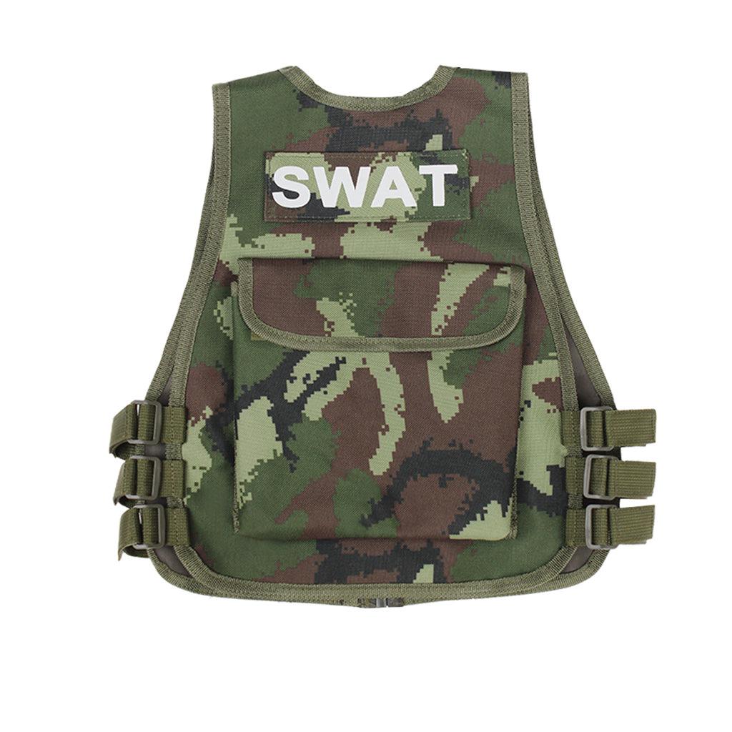 Military Airsoft Vest for Kids, Camouflage Hunting Vest, Tactical Cosplay Costume, Sniper CS War Game Waistcoat