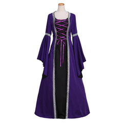 Purple Fancy Dress Gothic Medieval Victorian Dress Ball Gown Long Trumpet Sleeve Dress Costume Cosplay for Carnival Party