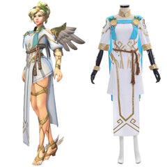 Overwatch Mercy Victory Cosplay Costume Angela Ziegler Summer Games Skin Outfit Full Set