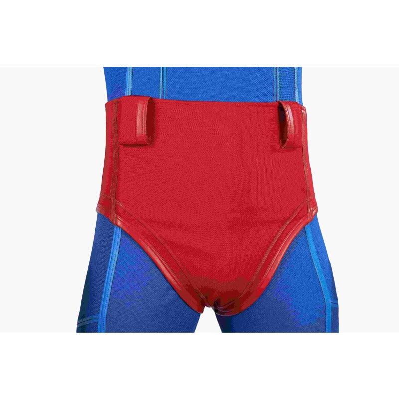 Superhero Legacy Clark Kent Cosplay Costume - Blue Zentai Bodysuit with Red Cape