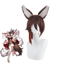 Honkai Star Rail Tingyun Cosplay Wig 50cm Mixed Color Wigs with Ears Heat Resistant Perucas Synthetic Hair