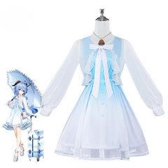 Original Game Genshin Impact Ganyu Dress Blue And White Gradient Elegant Women Dress Halloween Party Cosplay Costume