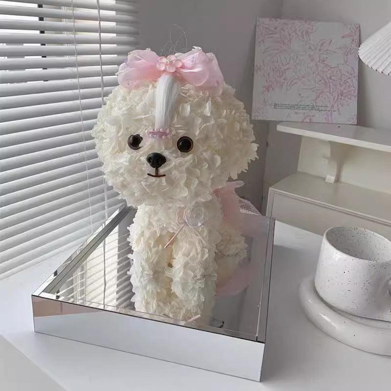 Bichon Maltese Forever Flower Puppy Figurine Gift Box - Perfect Christmas Gift for Girlfriend or Best Friend