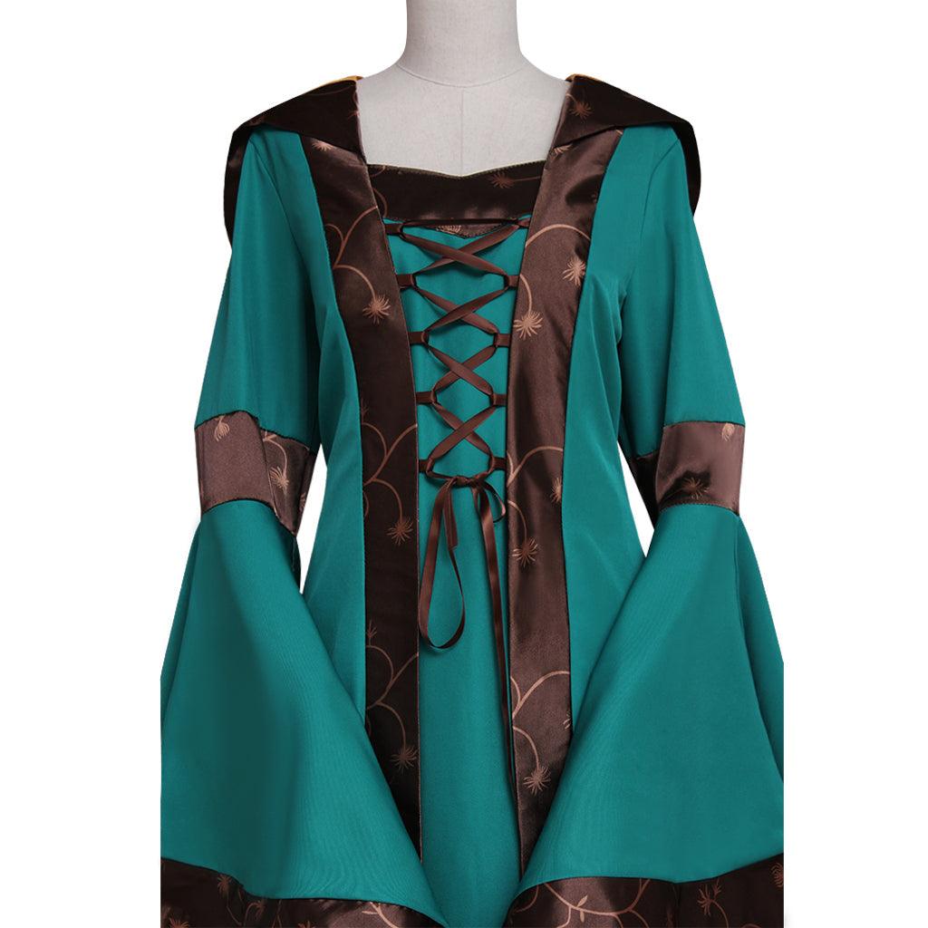 Medieval Renaissance Victorian Green Dress Gown Adult Fantasy Party Cosplay Costume