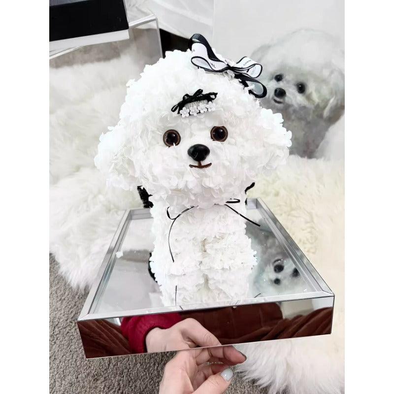 Bichon Maltese Forever Flower Puppy Figurine Gift Box - Perfect Christmas Gift for Girlfriend or Best Friend