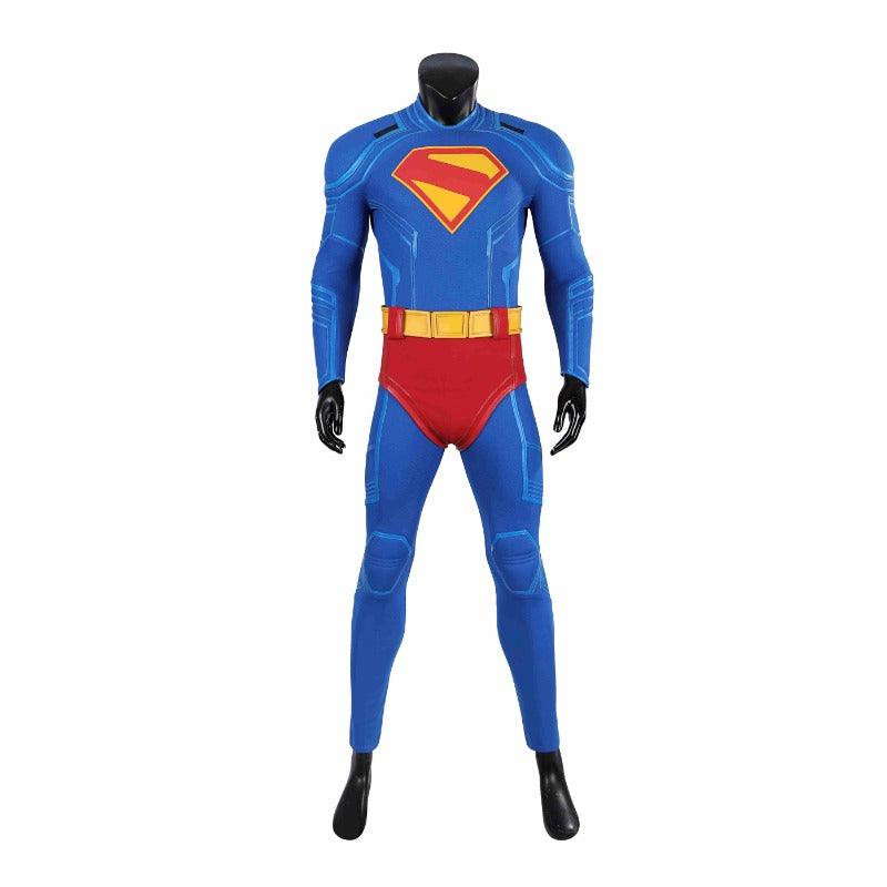 Superhero Legacy Clark Kent Cosplay Costume - Blue Zentai Bodysuit with Red Cape