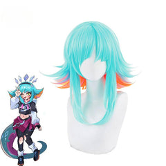 LOL KDA Super Fan Neeko Cosplay Wig 35-40cm Mixed Color Women Cosplay Wigs Heat Resistant Synthetic Hair