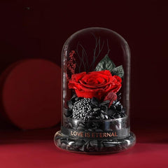 Pure Love Eternal Preserved Rose Glass Dome Gift Box - Blue Enchanted Rose Bouquet for Weddings, Birthdays Size12*17CM